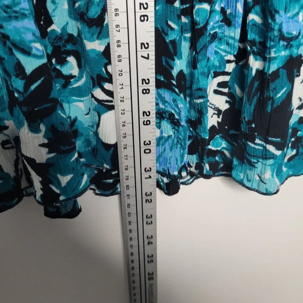 Vintage y2k 90s black blue grunge floral tiered midi pull on skirt size large